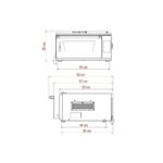 שרטוט טכני של תנור פיצה חשמלי חזק במיוחד EFFEUNO P134H 509E עם מידות מסומנות: גובה 29 ס"מ, רוחב 62 ס"מ, עומק 50 ס"מ, בתוספת מידות פנימיות וחיצוניות נוספות.