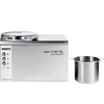 מכונת גלידה אוטומטית Silver Nemox Gelato Chef בנפח 5 ליטר, עם לוח בקרה וקערת ערבוב נשלפת מנירוסטה.